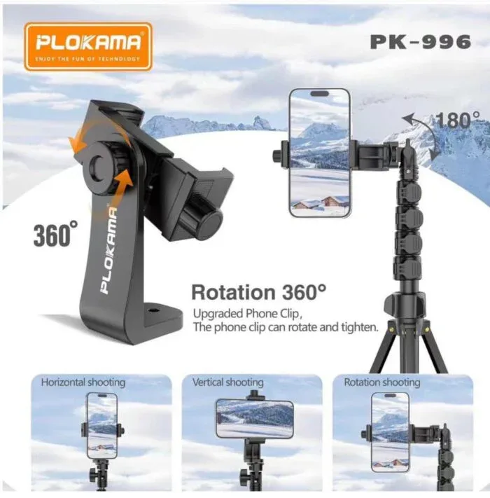 PLOKAMA PK996 Multifunctional Bluetooth Tripod with Remote 5.5F PK996 β photo 5