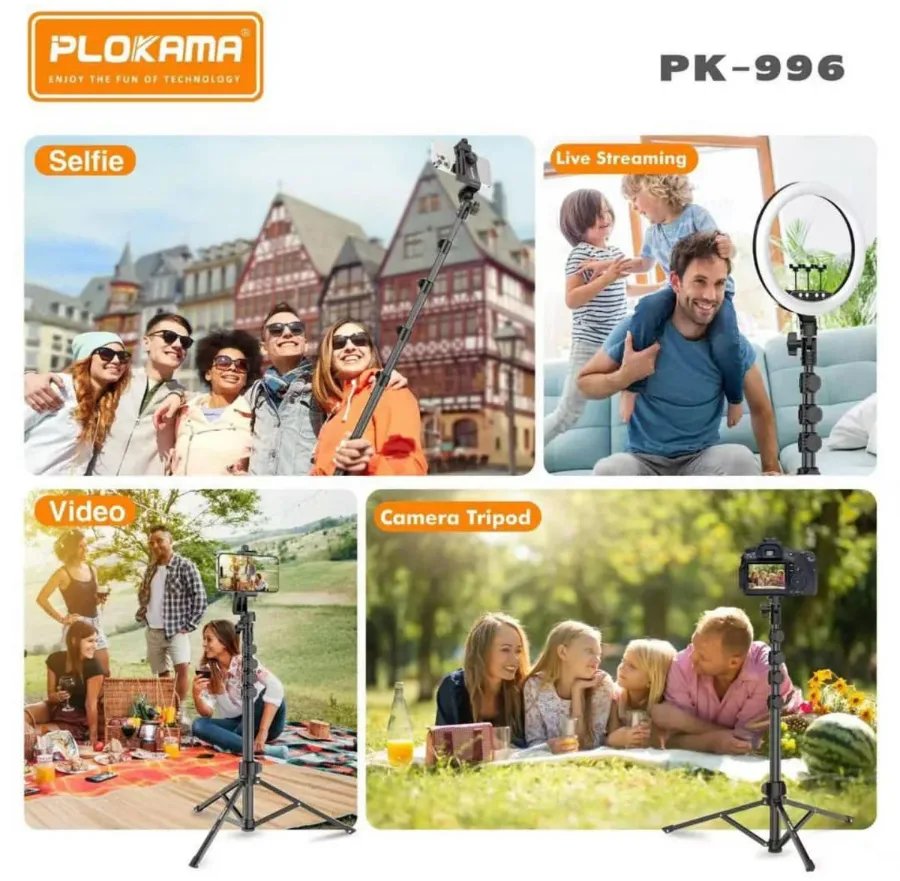 PLOKAMA PK996 Multifunctional Bluetooth Tripod with Remote 5.5F PK996 — photo 6