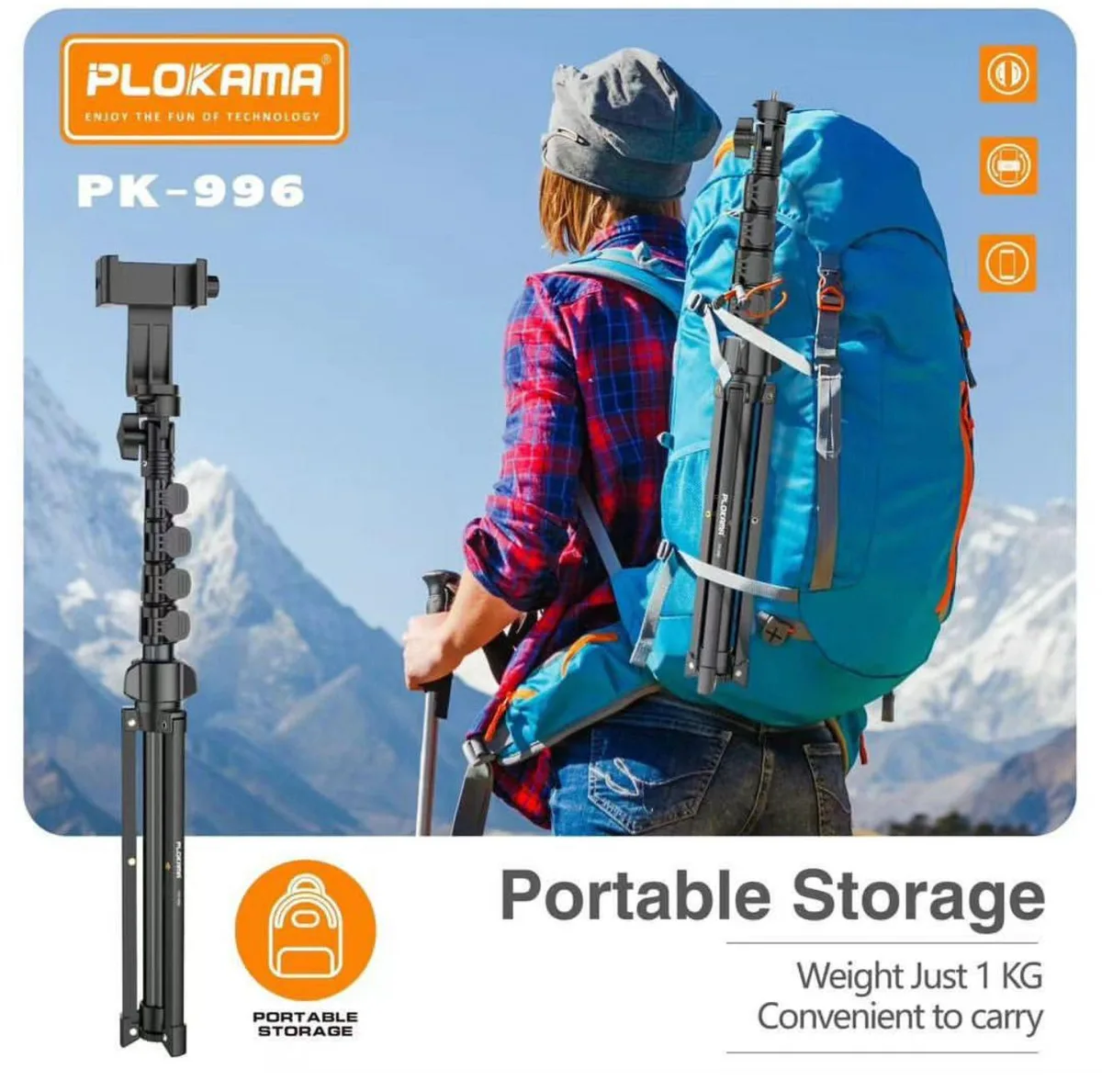 PLOKAMA PK996 Multifunctional Bluetooth Tripod with Remote 5.5F PK996 β photo 7