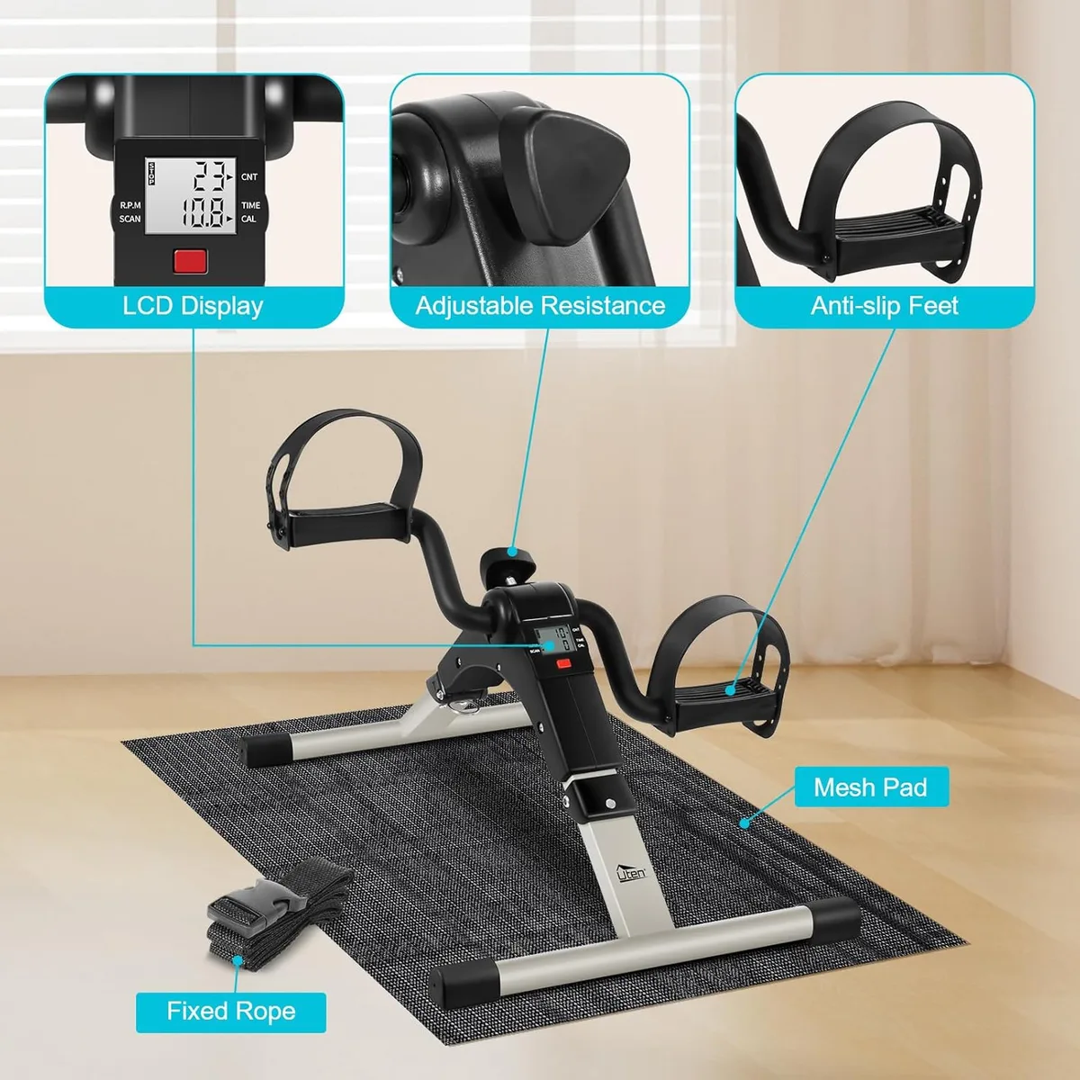 Sport Foldable Pedal Exerciser, Stationary Under Desk Exercise Equipment Arm/Leg/Foot Peddler Exercise — photo 3