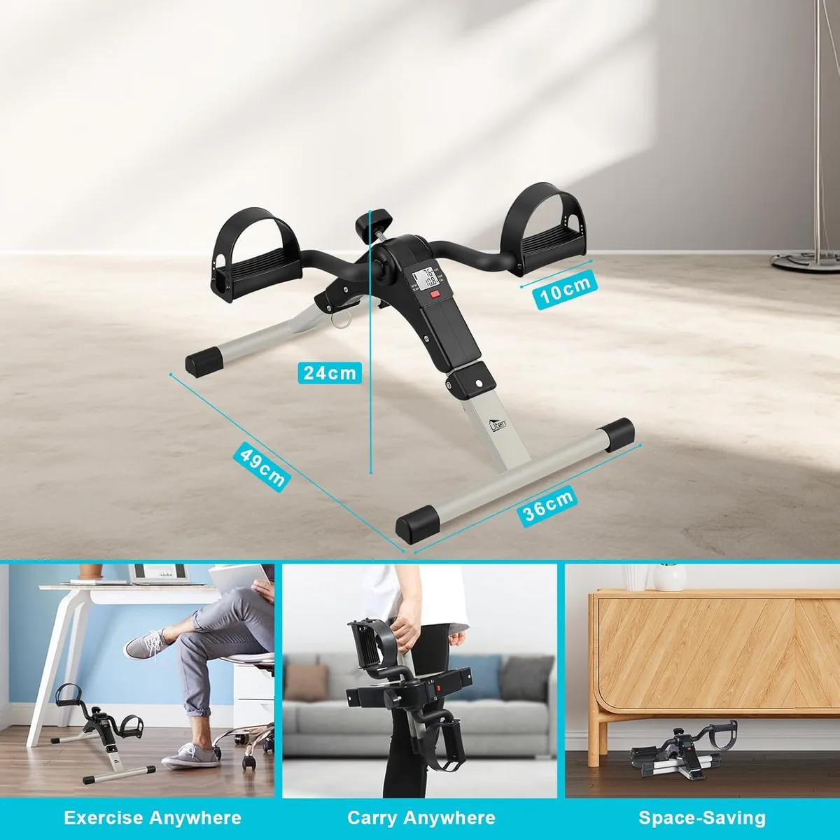 Sport Foldable Pedal Exerciser, Stationary Under Desk Exercise Equipment Arm/Leg/Foot Peddler Exercise — photo 4