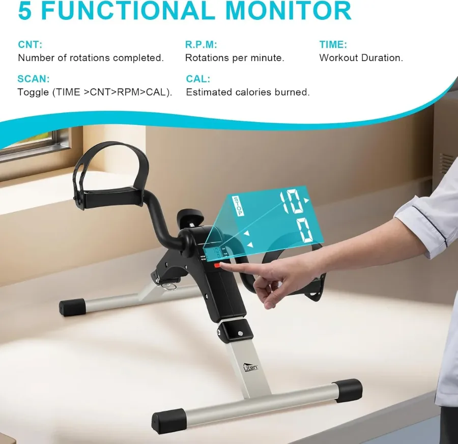 Sport Foldable Pedal Exerciser, Stationary Under Desk Exercise Equipment Arm/Leg/Foot Peddler Exercise β photo 5