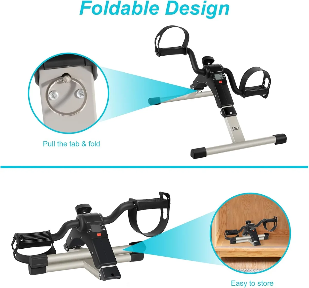 Sport Foldable Pedal Exerciser, Stationary Under Desk Exercise Equipment Arm/Leg/Foot Peddler Exercise β photo 7