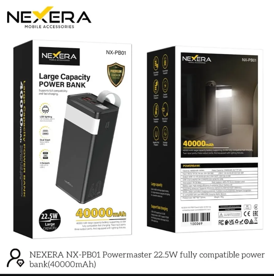 40000MAH 3 Outputs Power Bank With LED Lighting NX-PB01 β photo 4