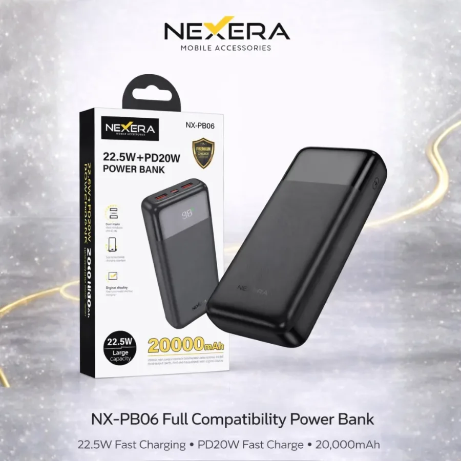 Nexera Powerbank 20000MAH 22.5W FASTCHARGE NX-PB06