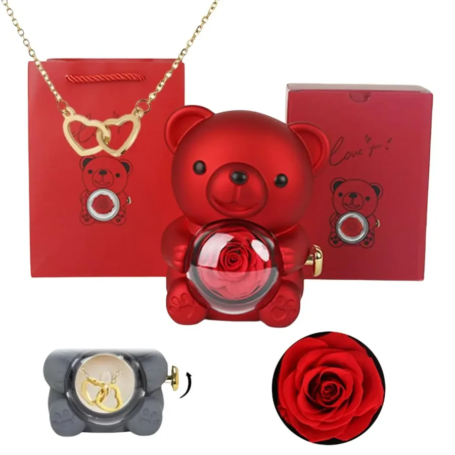 Eternal Rose Bear Box With Necklace β photo 6