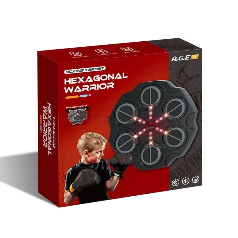 6 Target Bluetooth Music Boxing machine Warrior Hexagonal Boxing Target With Glove Set — photo 2