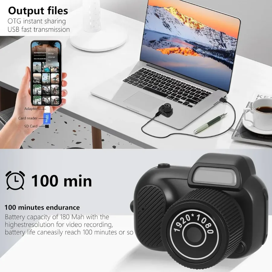 Mini Keychain Camera, 8MP, Supports SD Card Images, with Screen, Mini Digital Body Camera β photo 5
