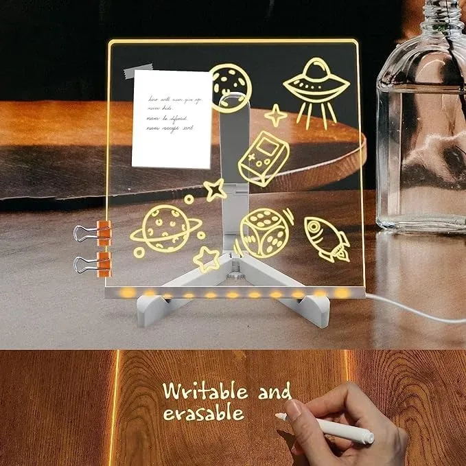 3D Acrylic Writing pad with Pen Message Board rewritable Table lamp drawing kids led β photo 3