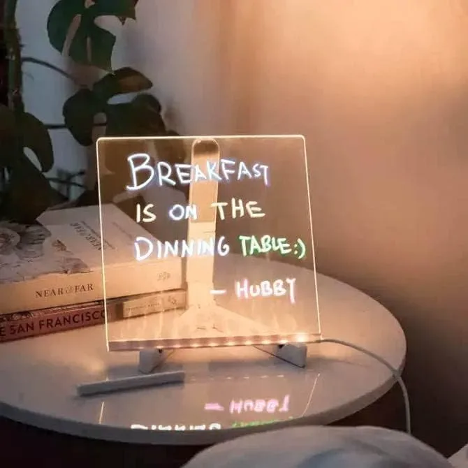 3D Acrylic Writing pad with Pen Message Board rewritable Table lamp drawing kids led β photo 4