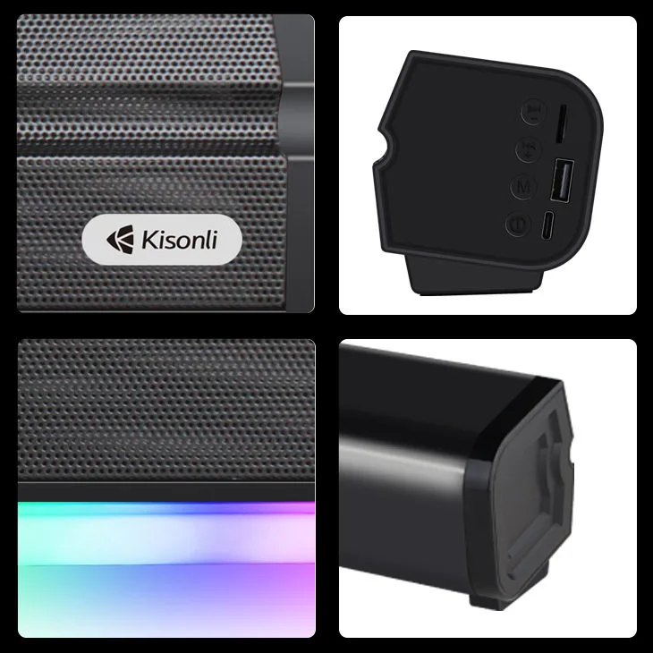 Kisonli LED-802 RGB Wireless Bluetooth Speaker 5.3 Retro Sound bar β photo 4