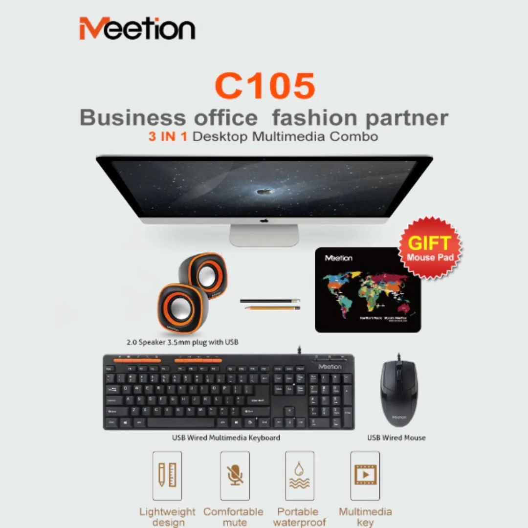 MEETION C105 WIRED KEYBOARD + MOUSE + SPEAKER COMBO — photo 2