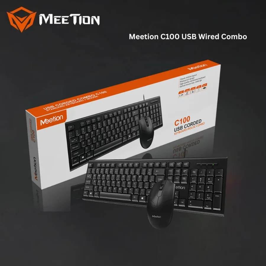 MEETION MT-C100 USB WIRED KEYBOARD AND MOUSE COMBO KIT FOR COMPUTER - BLACK