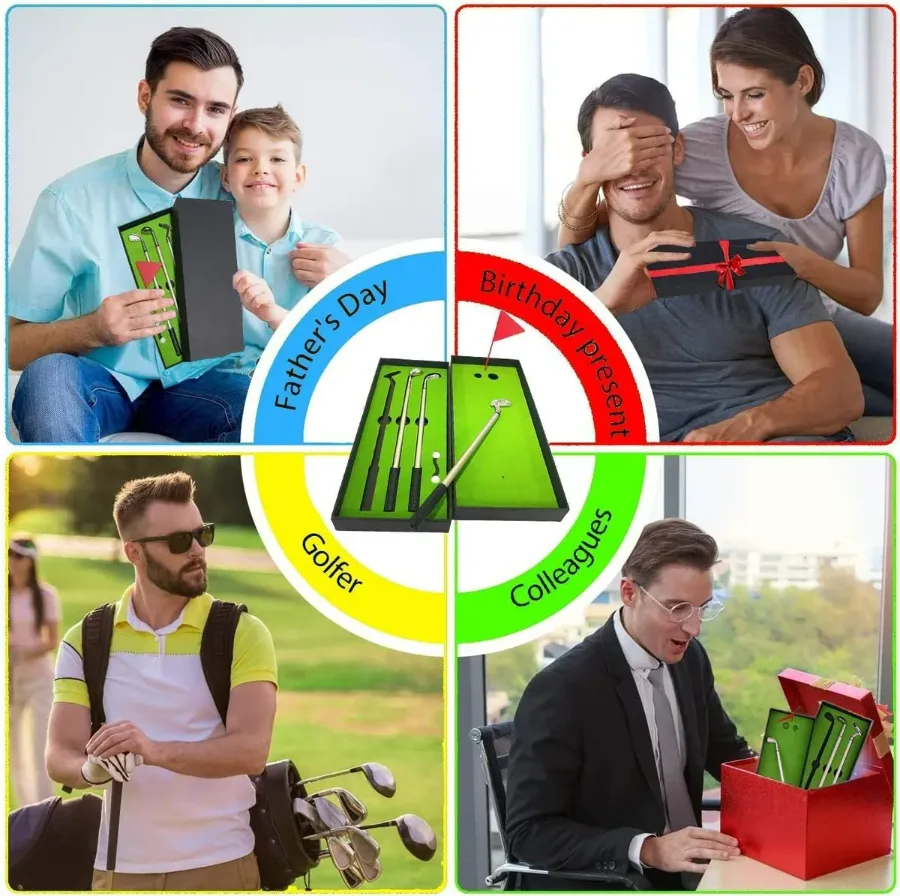 Golf Pen, Mini Golf Gift Set, Desktop Golf Ball Pen Gift, 3 Golf Clubs Pens with Balls and Flag β photo 4