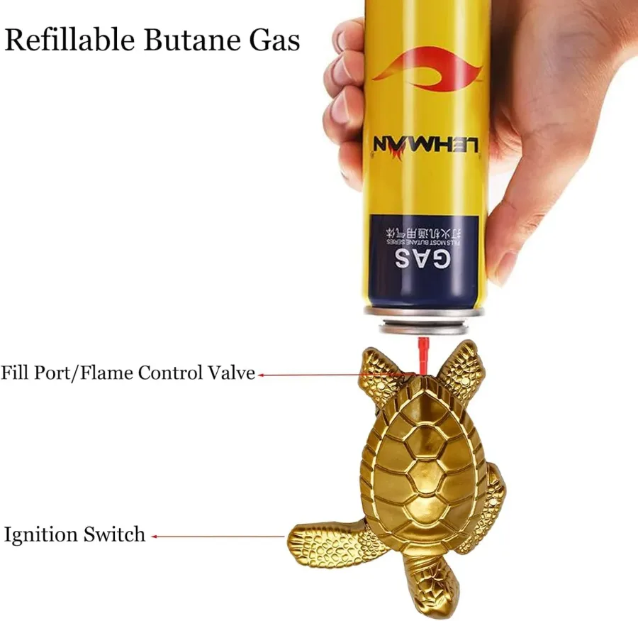 Turtle Lighter, Golden Tortoise Refillable Lighter β photo 4