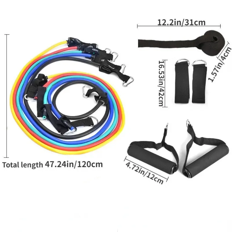 11Pcs Resistance Bands Set Elastic Tube Bands Door Anchor Ankle Straps Cushioned Handles with Carry Bags for Home Gym — photo 5