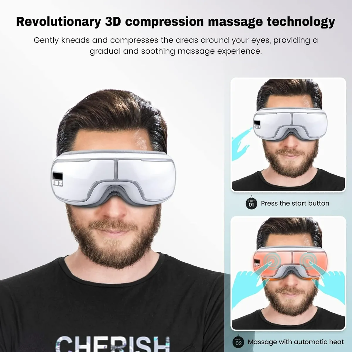 Heated Eye Massager with Compression for Migraine & Eye Relief β photo 2