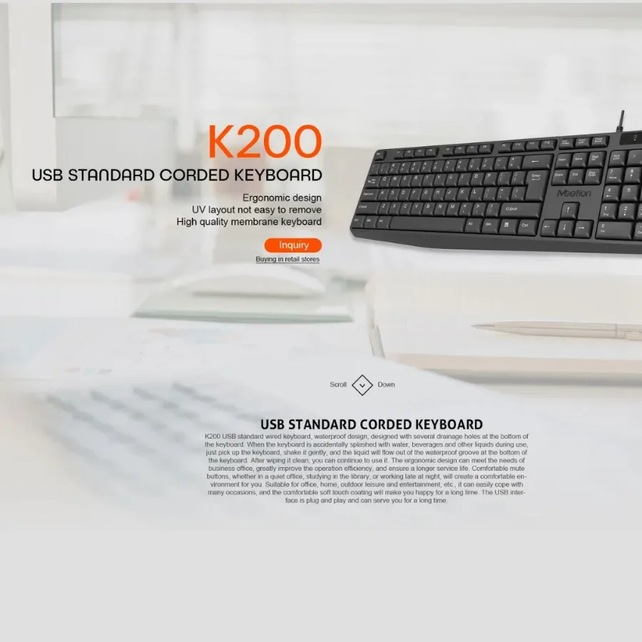 Meetion MT-K200 Economical Universal Waterproof 104 Keys USB Wired Office Keyboard — photo 2