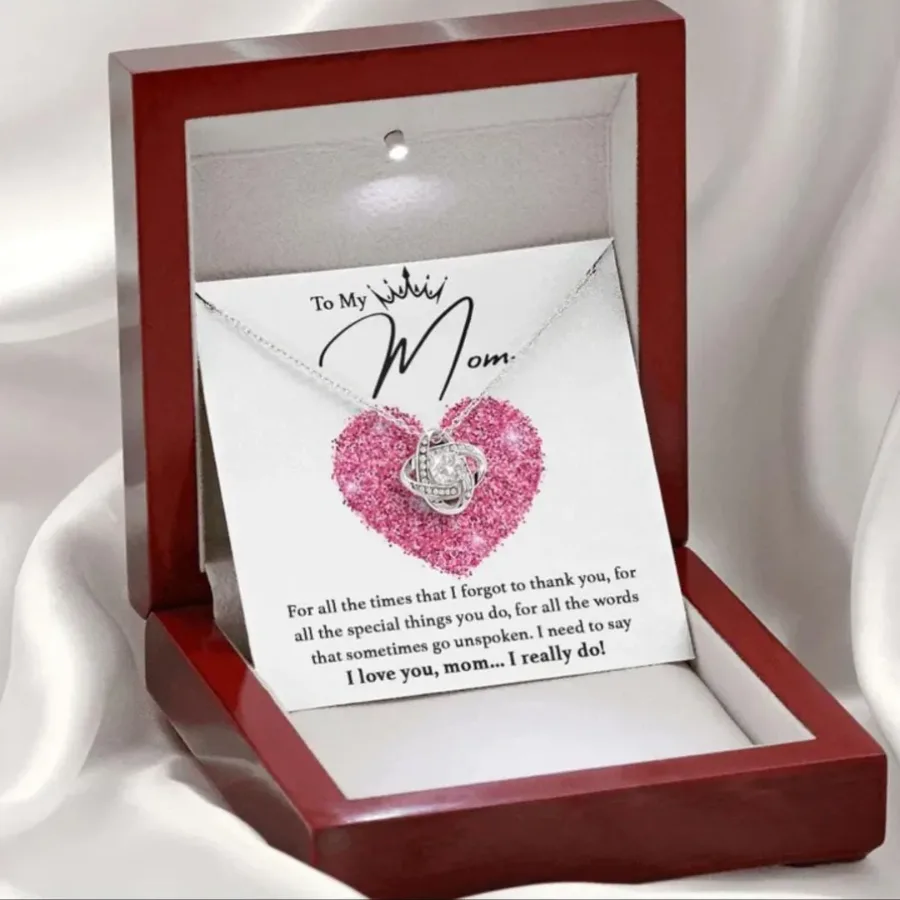 Love Knot Pendant for Her, Necklace with Message Card, Couple Jewelry Mom Note Gift β photo 2