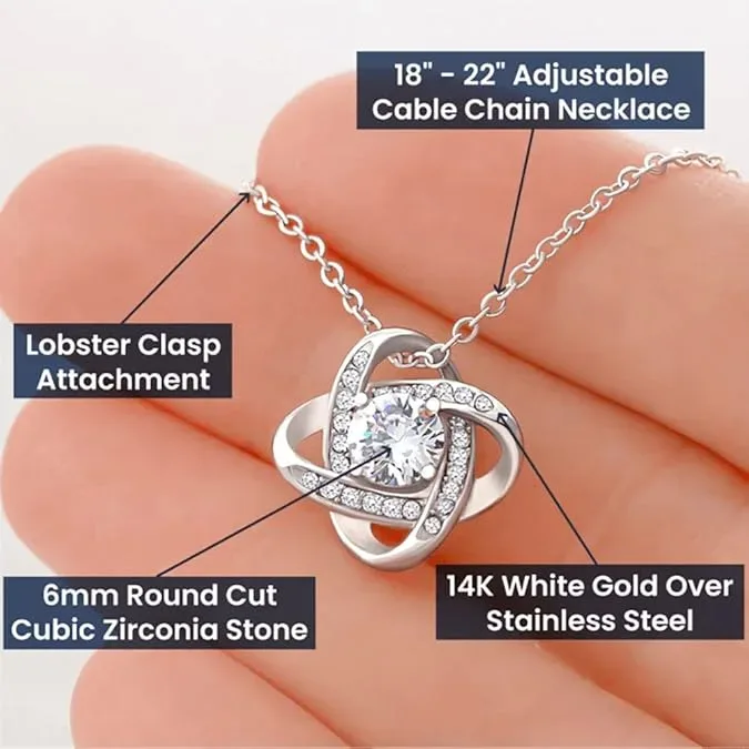 Love Knot Pendant for Her, Necklace with Message Card, Couple Jewelry Mom Note Gift — photo 3