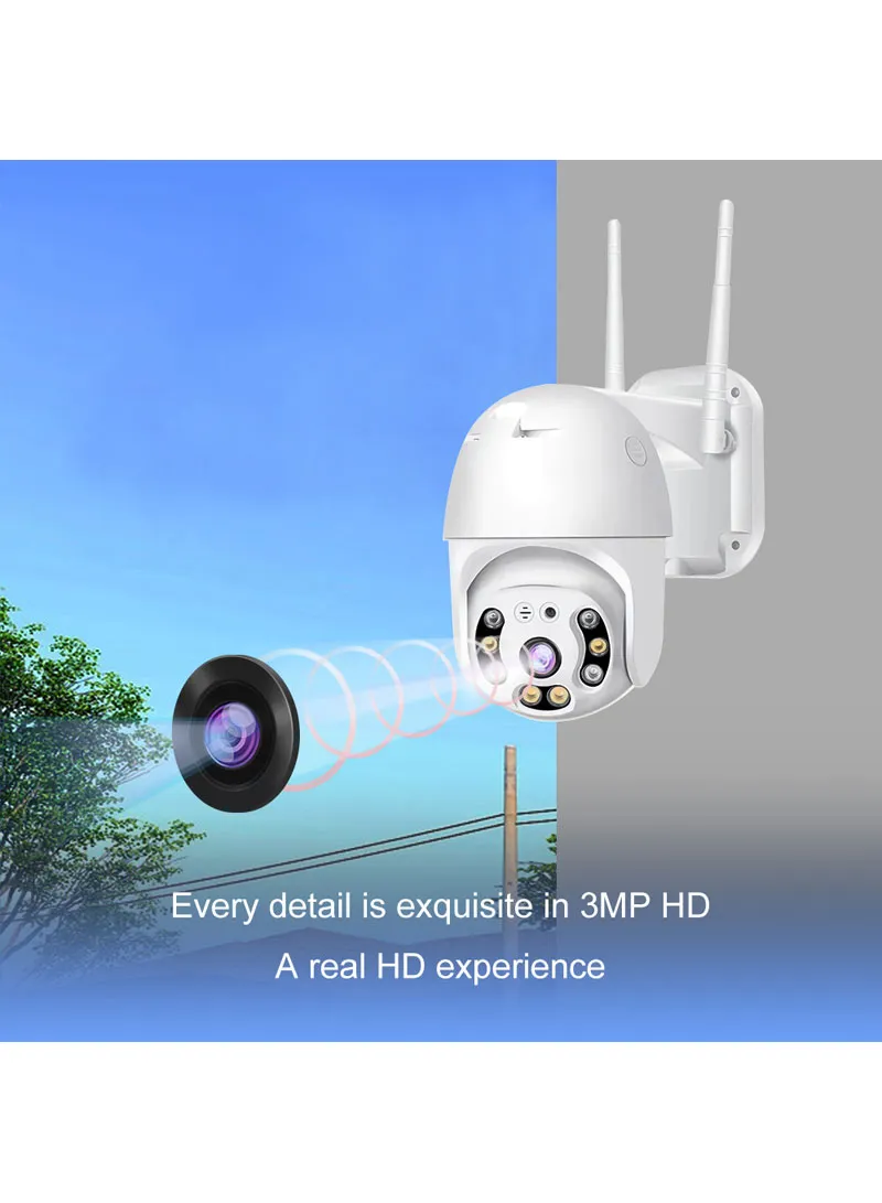 3MP 2.5" Waterproof Wifi PTZ Smart Security Camera With Dual LED Light , App & Two-Way Audio — photo 7