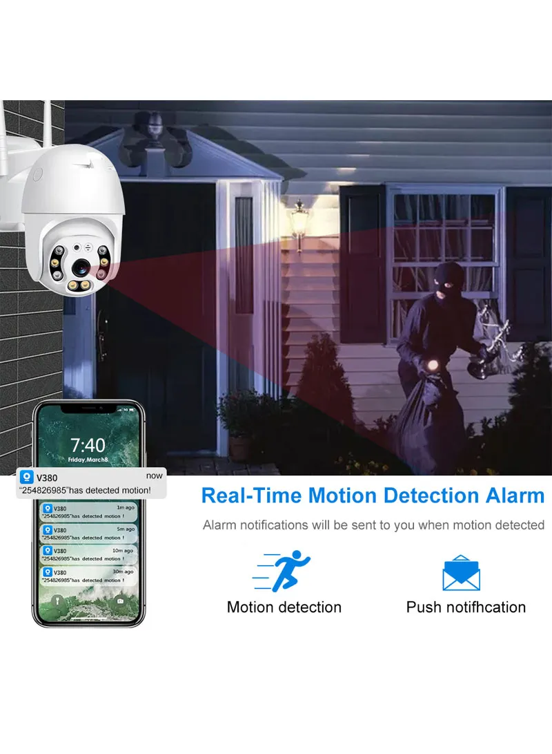 3MP 2.5" Waterproof Wifi PTZ Smart Security Camera With Dual LED Light , App & Two-Way Audio β photo 8