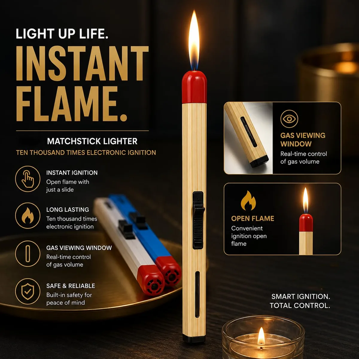 Match Stick Shaped Butane Lighter with Long Handle — photo 2