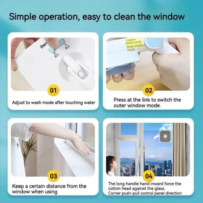 Window Cleaning Tool U Shaped l for External Window Washer with Telescopic Pole, Angle Adjustable Sponge Head and Squeegees — photo 4