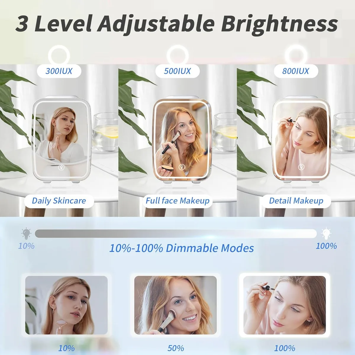 4L Mini Fridge with Dimmable LED Mirror – Portable Cooler & Warmer for Cosmetics, Food — photo 3