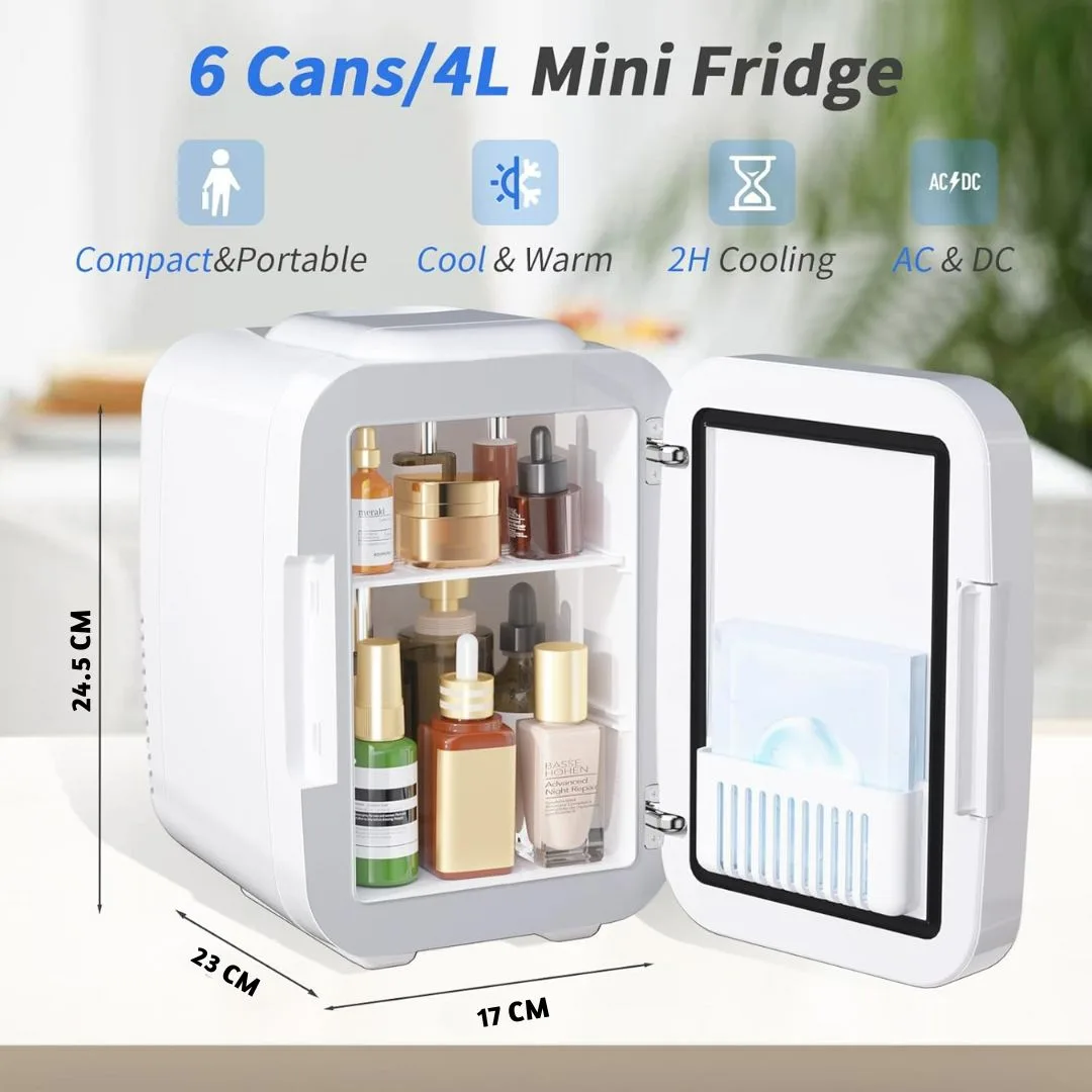 4L Mini Fridge with Dimmable LED Mirror – Portable Cooler & Warmer for Cosmetics, Food — photo 9