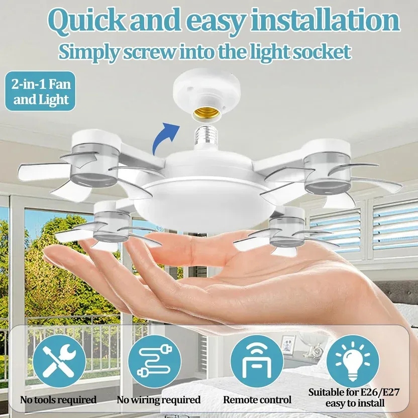 Silent F4 Led Ceiling Fans with Lights and Remote 3 Level β photo 2