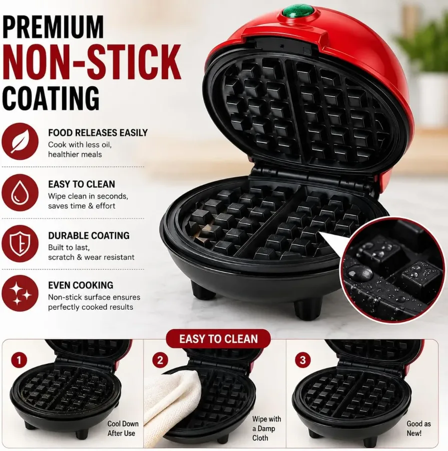Round Non Stick Mini Waffle Maker — photo 4