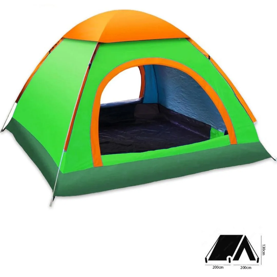 Automatic Pop-Up Tent – Double Door, Single Layer, Waterproof & Windproof for Outdoor Camping with Carry Bag – Green