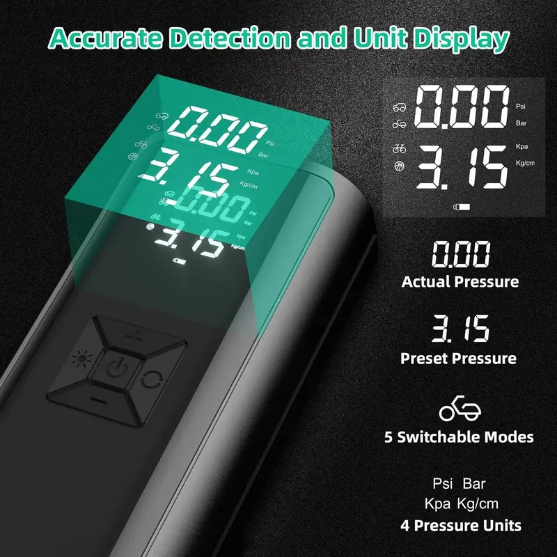 Portable multifunctional air compressor with Light Led — photo 3