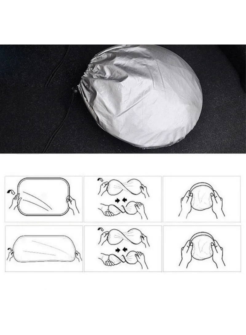 6Pcs Car Windshield Sun Shade Set Silver Coated Cloth Car Windshield Cover Front Rear Window Vi — photo 7
