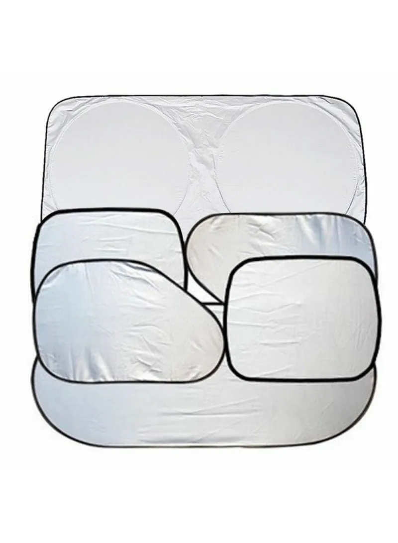6Pcs Car Windshield Sun Shade Set Silver Coated Cloth Car Windshield Cover Front Rear Window Vi
