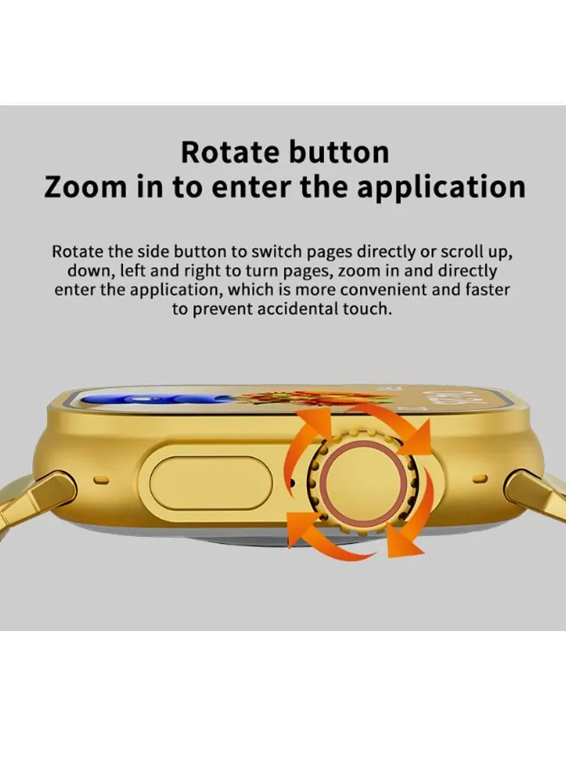 HK9 Ultra Golden Edition 2.2" Waterproof Smart Watch With Wireless Charging & Extra Metal Strap β photo 3
