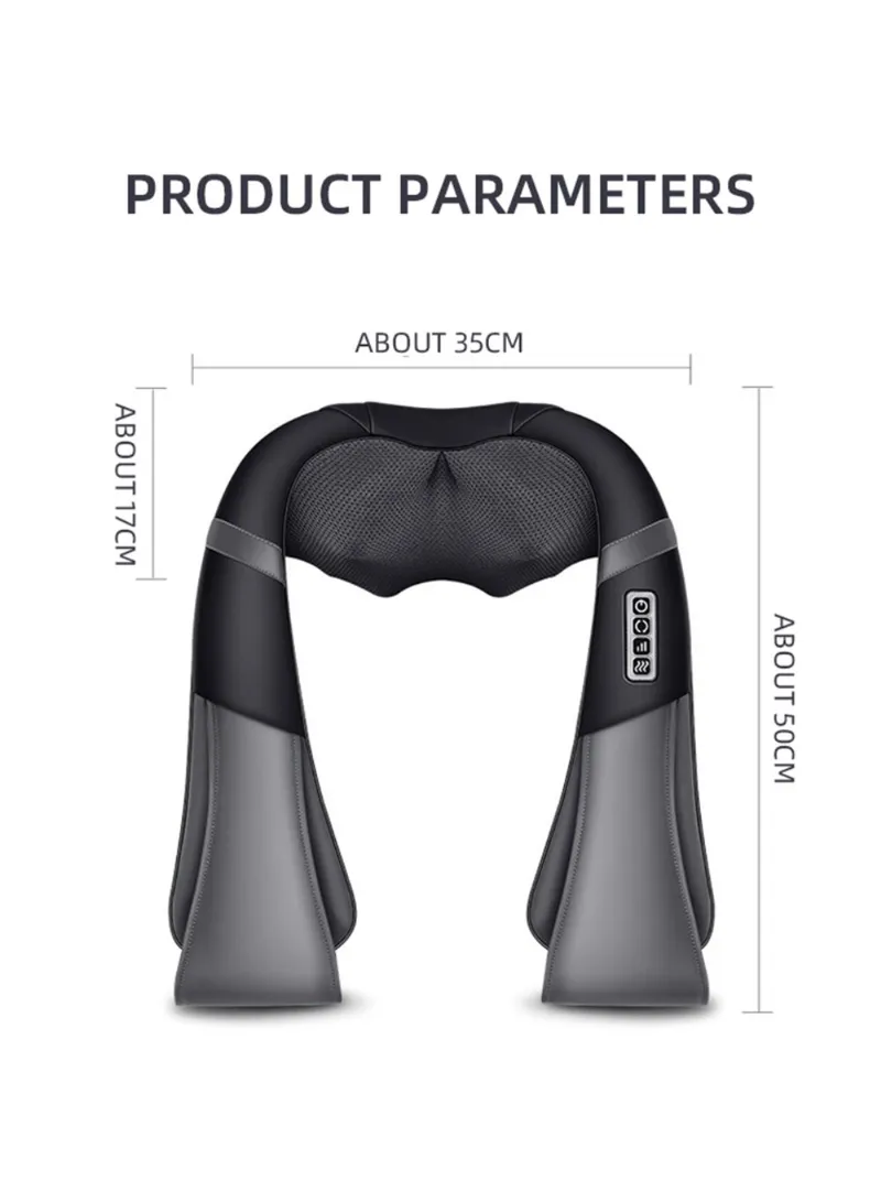24W Plug-in Neck & Shoulder Massager, 3 Gears Adjustable Full Body Muscle Relief - Black & Grey — photo 2