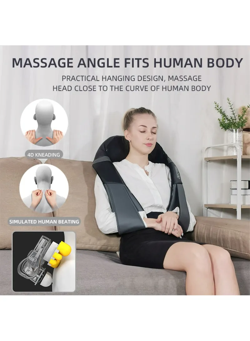 24W Plug-in Neck & Shoulder Massager, 3 Gears Adjustable Full Body Muscle Relief - Black & Grey — photo 3