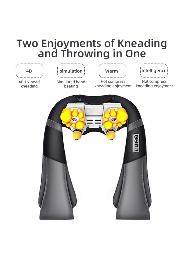 24W Plug-in Neck & Shoulder Massager, 3 Gears Adjustable Full Body Muscle Relief - Black & Grey β photo 8