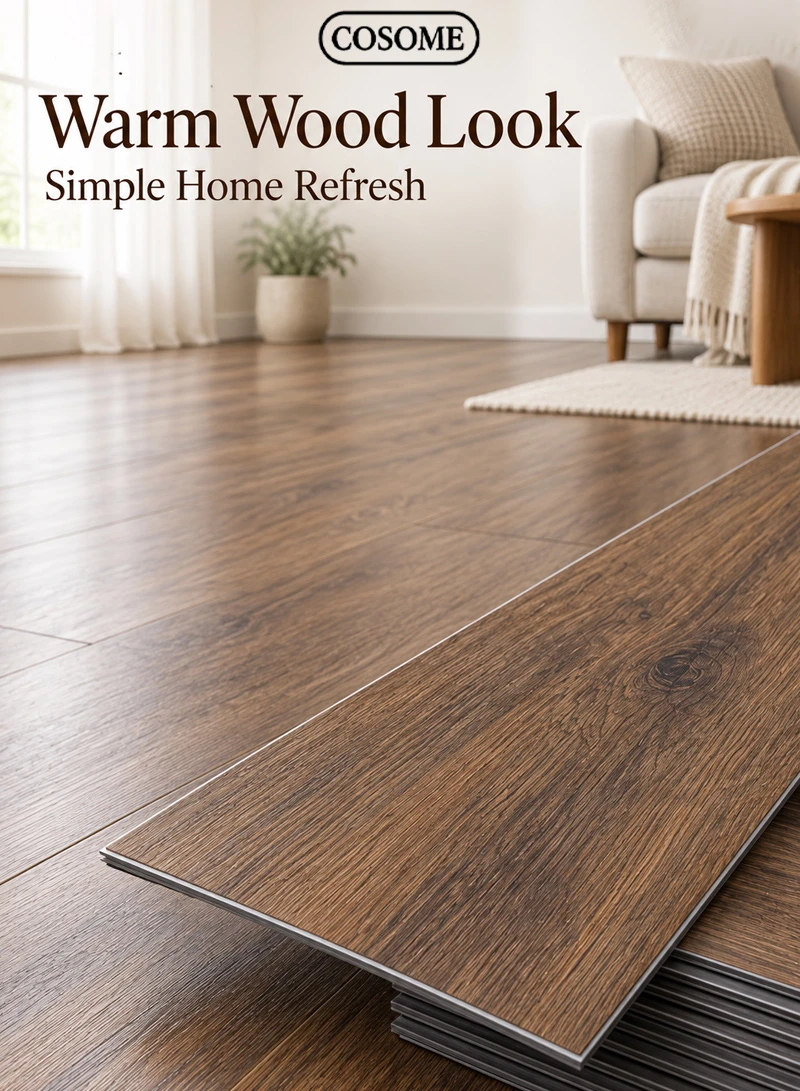 36-Piece Easy To Install Self-Adhesive PVC Vinyl Floor Tiles Set 68011 - Brown Wood β photo 5