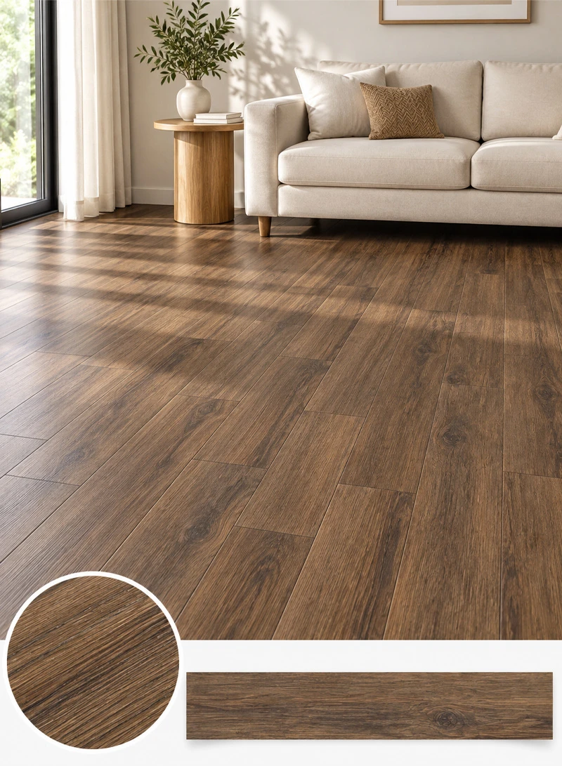 36-Piece Easy To Install Self-Adhesive PVC Vinyl Floor Tiles Set 68011 - Brown Wood